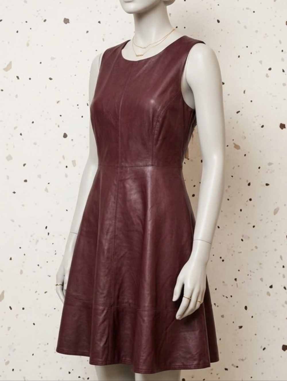 Willow & Clay Womens Sleeveless Fit & Flare Faux Leather Vegan Dress Size 6